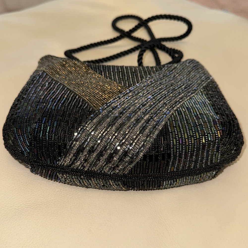 Elka Beaded Rope Strap Beaded Evening Shoulder Bag - Picture 6 of 7